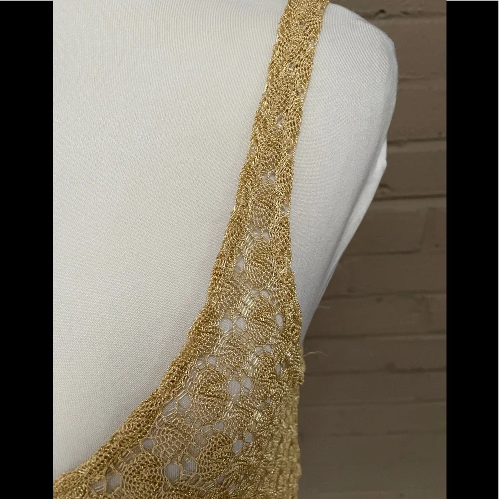 Anthropologie Papier-mâché gold spun tank top S